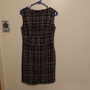 DONATING Black white crosshatch sheath dress